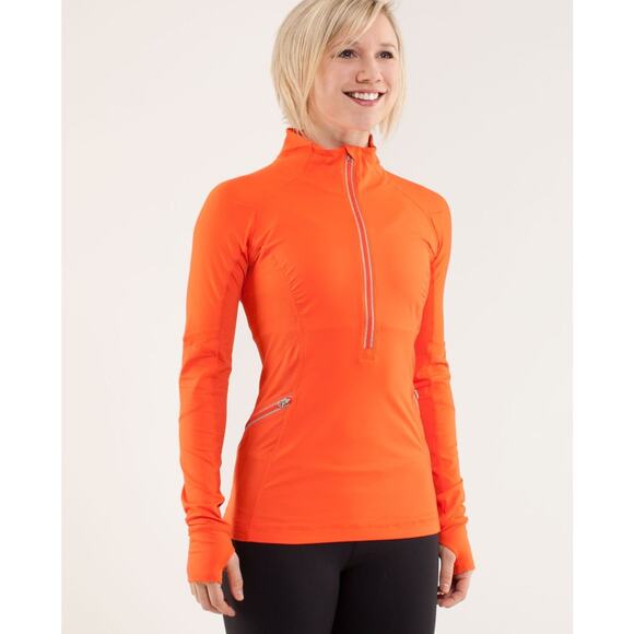 Lululemon Run Wild 1/2 Zip Pullover Orange Long Sleeve Gym/Running  Reflective - Picture 1 of 16